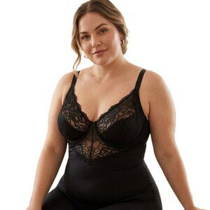 Plus size lace top mid thigh shapewear bodysuit